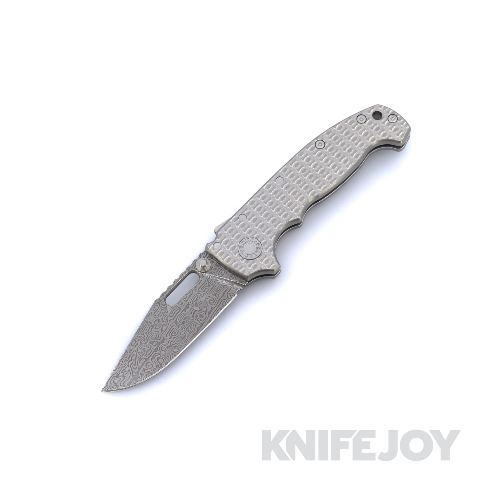 Demko Knives MGAD20I Slim Yggdrasi Damasteel Clip Point Blade with Chainmail Titanium Handle