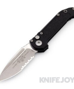 MICROTECH 1135-11AP Auto L.U.D.T. GEN III Auto Apocalyptic Partially Serrated Blade with Black Textured Aluminum Handles