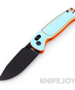 CJRB Cutlery CJRB-1943BBO Shale Crossbar Lock Folder Black PVD Drop Point Blade with Blue/ Orange G10 Handle
