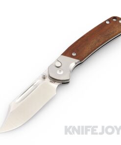 CJRB Cutlery CJRB-1942RW Bowie Pyrite Button Lock Folder Sand Polish Clip Point Blade with Rosewood Handles