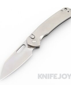 CJRB Cutlery CJRB-1925A-ST Pyrite Alt-Button Lock Folder Stonewash Drop Point Blade with Steel Handles