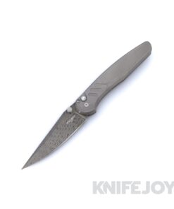 Pro-Tech x Peace Neighbor 2026 Avalon Custom 005 Avalon Nichols Boomerang Damascus Blade with Knurled Heat-Treated 17-4 Stainless Handle