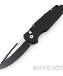 Pro-tech Knives BLADEWEST 2024 TR-3 Black Handle with Grooves, Abalone Button and Two-Tone Magnacut Blade