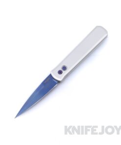 Pro-tech Knives BSA26.Godfather.2 GODFATHER Auto Plain Edge PVD Sapphire Blue Blade with Satin Silver Aluminum Handle