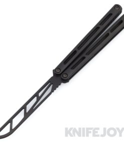 Squid Industries Knives Tsunami Trainer Balisong Butterfly Knife Black Blade with Black Handles and Hardware