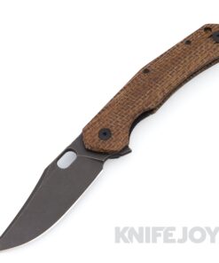 GiantMouse Knives ACE Jutland Linerlock Knife Black PVD Stonewash Blade with Burlap Micarta Handles