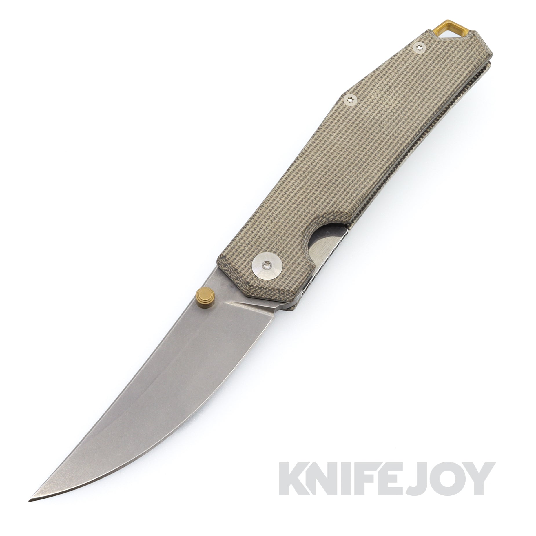 GiantMouse Knives ACE Clyde Elmax Stonewashed Blade with Green Micarta Handles