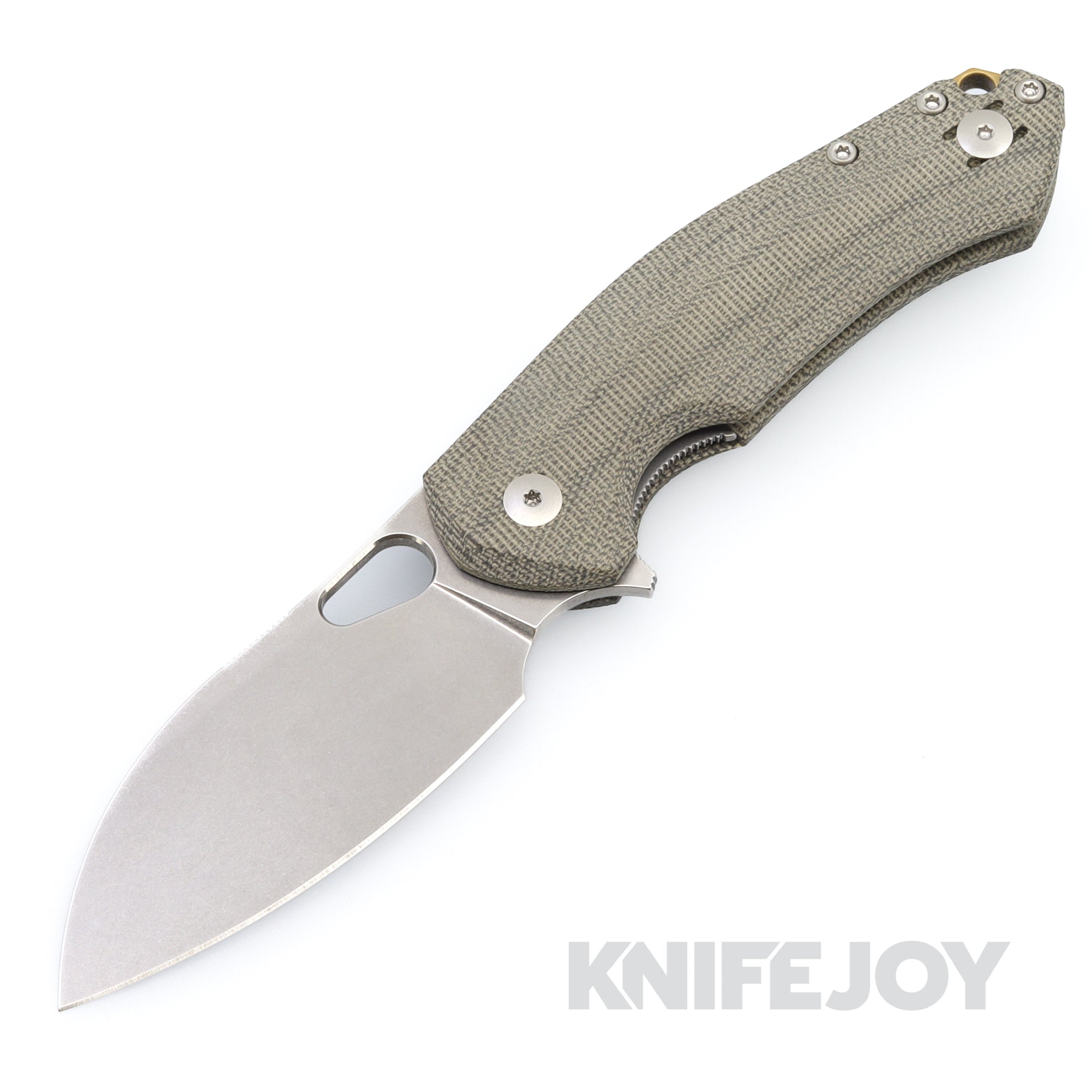 GiantMouse Knives ACE Biblio XL Knife Elmax Stonewashed Blade with Green Micarta Handles