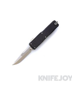 MICROTECH 12354TP-10S UTX-85 OTF Auto Gen IV Interceptor Signature Series Stonewash Standard Blade with Black Deep Engraved Topographic Aluminum Handle