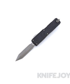 MICROTECH 12304TP-10AP UTX-85 Gen IV Spartan Apocalyptic Standard Blade with Black Deep Engraved Topographic Aluminum Handle