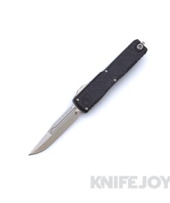MICROTECH 11174TP-10S Ultratech OTF Auto GEN IV Signature Series Interceptor Stonewash Standard Blade with Black Topographic Deep Engraved Aluminum Handle