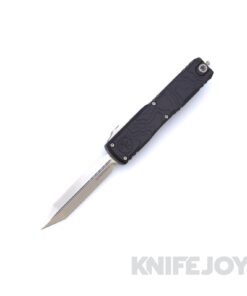 MICROTECH 12234TP-10 Ultratech Spartan OTF Auto GEN IV Stonewash Standard Blade with Black Topographic Deep Engraved Aluminum Handle