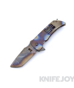 RichMade Knives Grim Reaper D2 Blade with Flag Cut Out Titanium Scales