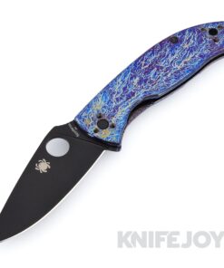 Spyderco C122TIBLBKD2P Tenacious R.I.L. Plainedge Black D2 Blade with Blue Titanium Handles