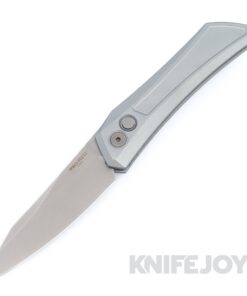 Pro-tech Knives PT-DS101-Grey Auto Sinkevich Design Oligarch Auto Stonewash Magnacut Blade with Solid Grey Aluminum Handles/ Blasted Hardware/ Blasted Clip