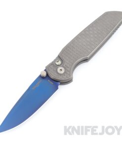 Pro-tech Knives PT-INTEGRITY-CUSTOM.003 Tactical Response 3 Integrity Manual Sapphire Blue S35VN Blade with Relic Textured Blasted/Stonewashed 17-4 Steel Handles/ Satin Hardware/ Abalone Button/ Deep Carry Clip