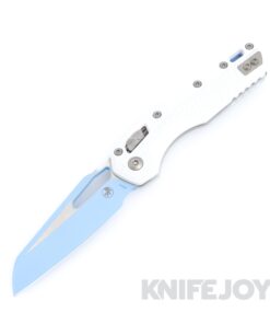 MICROTECH Standard Issue 210T-1PMCWH-Y7 MSI Ram Lock Folder Single Edge Standard Sky Blue Blade with Polymer Cerakote White Tri-Grip Handles/ Sky Blue Spacers/ Bead Blasted Hardware