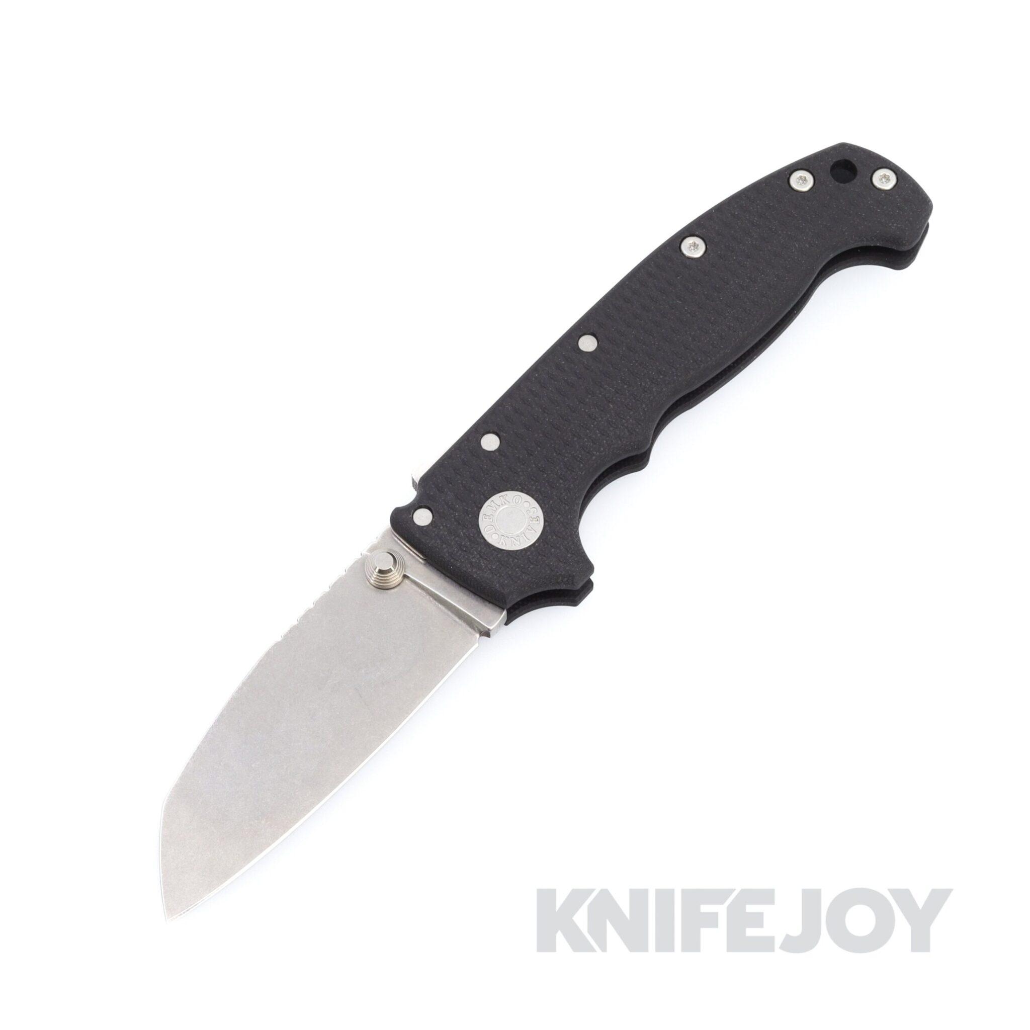 Demko Knives MGAD20 Shark Foot NO SLOT 20CV Blade with Black Machine Textured G10 Handles