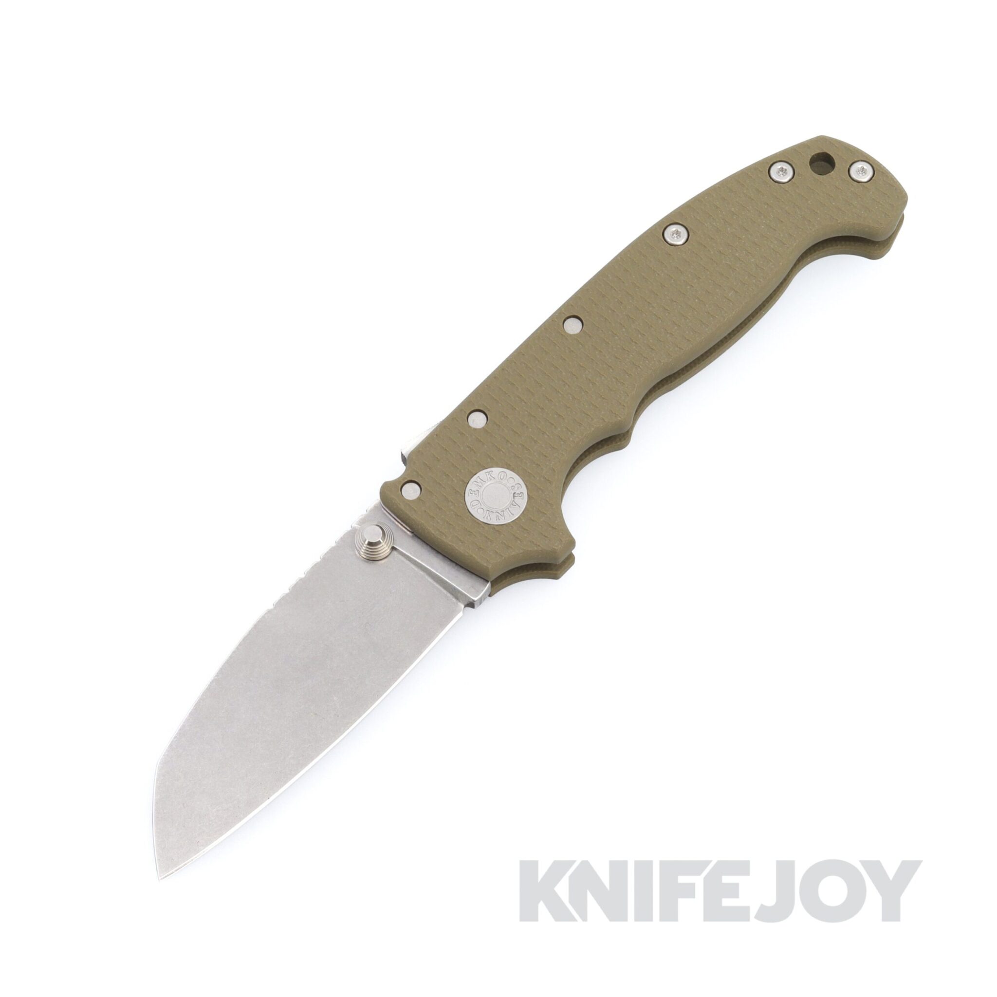 Demko Knives MGAD20 Shark Foot NO SLOT 20CV Blade with OD Green Machine Textured G10 Handles