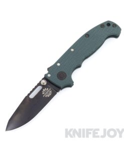 Demko Knives MGAD20S Spear Point DLC Magnacut Blade with Green Machine Textured G10 Handles