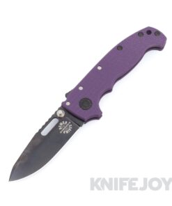 Demko Knives MGAD20S Spear Point DLC Magnacut Blade with Purple Machine Textured G10 Handles