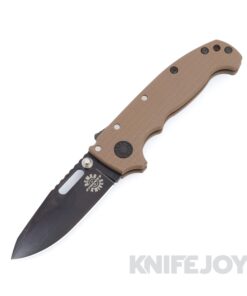 Demko Knives MGAD20S Spear Point DLC Magnacut Blade with Dark Earth Machine Textured G10 Handles