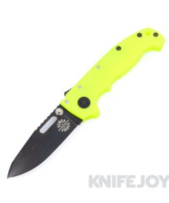 Demko Knives MGAD20S Spear Point DLC Magnacut Blade with Dayglow Machine Textured G10 Handles