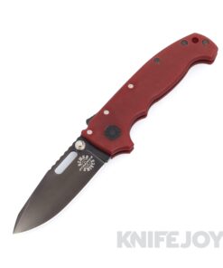 Demko Knives MGAD20S Spear Point DLC Magnacut Blade with Red Fine Textured G10 Handles