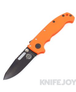 Demko Knives MGAD20S Spear Point DLC Magnacut Blade with Orange Fine Textured G10 Handles