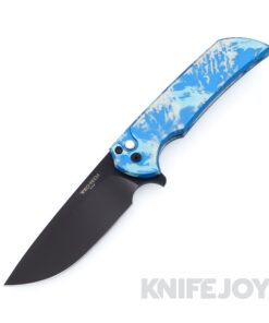 Pro-tech Knives Mordax KnifeJoy Exclusive with Black DLC Magnacut Blade with "Frostbite" Custom Anodized Aluminum Handles/ MOP Button/ Black Hardware/ Titanium Clip