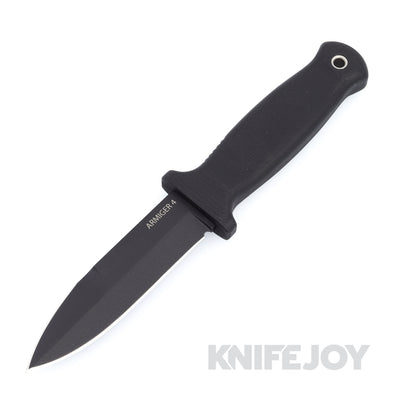 Demko Knives Armiger 4 Fixed Blade Spear Point Powder Coated Blade with Black Rubberized Handles/ Kydex Sheath