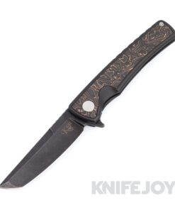 Mechforce Kilby Collab Shard Integral Folder with Black M390 Blade and Black Ti Handle with Copper Foil Carbon Fiber Inserts