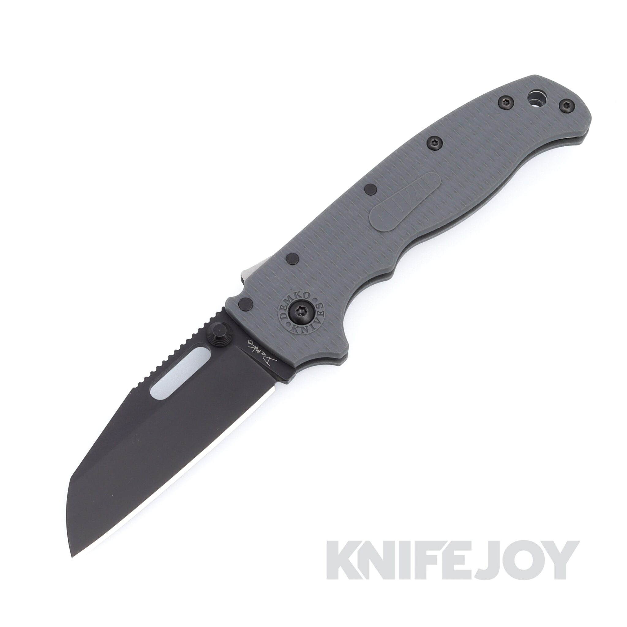 Demko Knives AD20.5 DLC Shark Foot D2 Blade Shark Lock with Grey Textured Grivory Handles