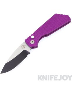 Pro-tech Knives 2024 PT+ Custom.008 Strider Two-Tone DLC / Satin Magnacut Blade with Purple Gridlock Textured Handles and Pearl Button