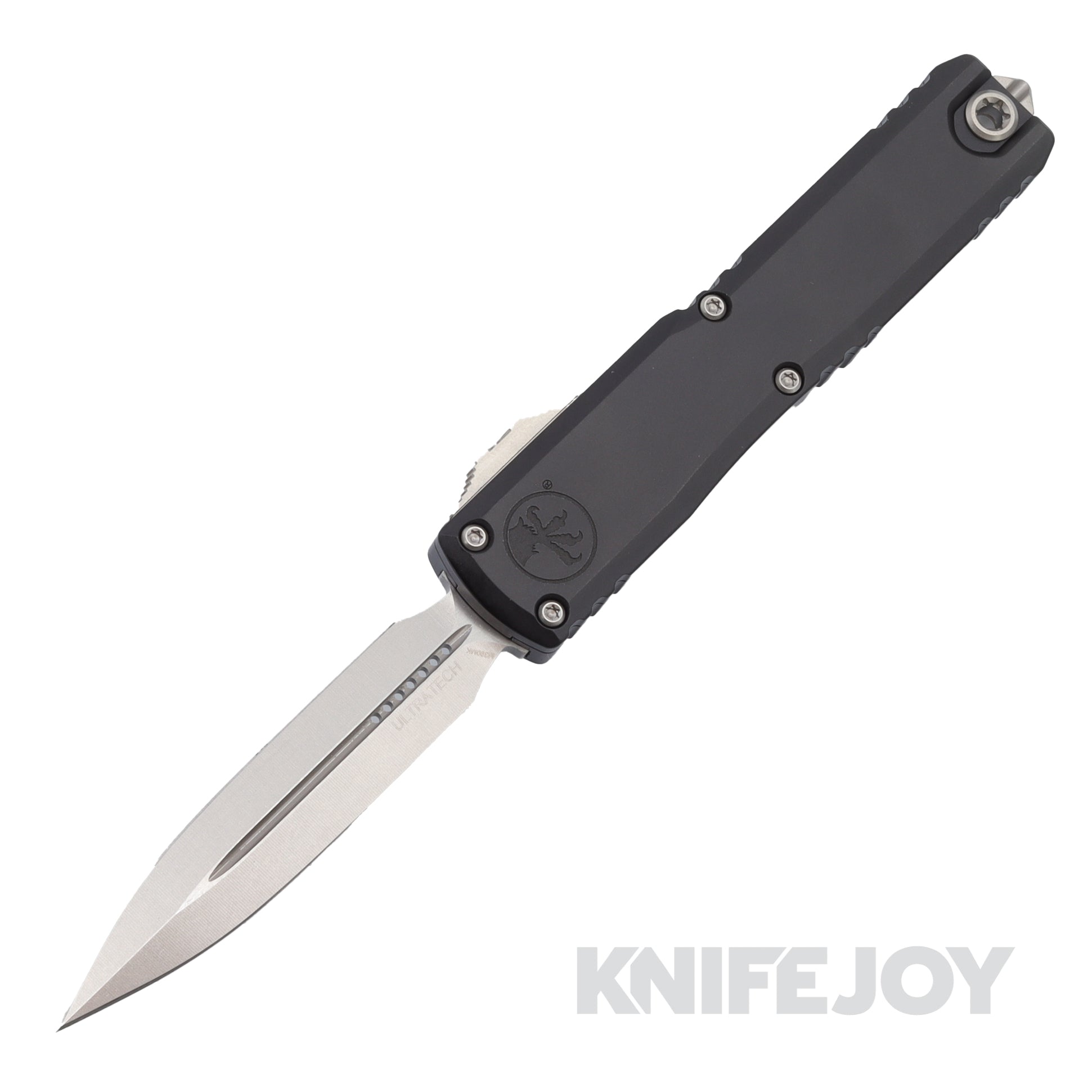 MICROTECH 1122-10 Ultratech Gen III ZBP OTF Auto Double Edge Stonewash Standard Blade with Black Aluminum Handles