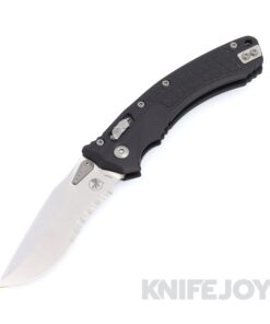 MICROTECH 137RL-11FRGTBK Amphibian RAM-LOK Folder Stonewash Partially Serrated Blade with Frag Black G10 Handles