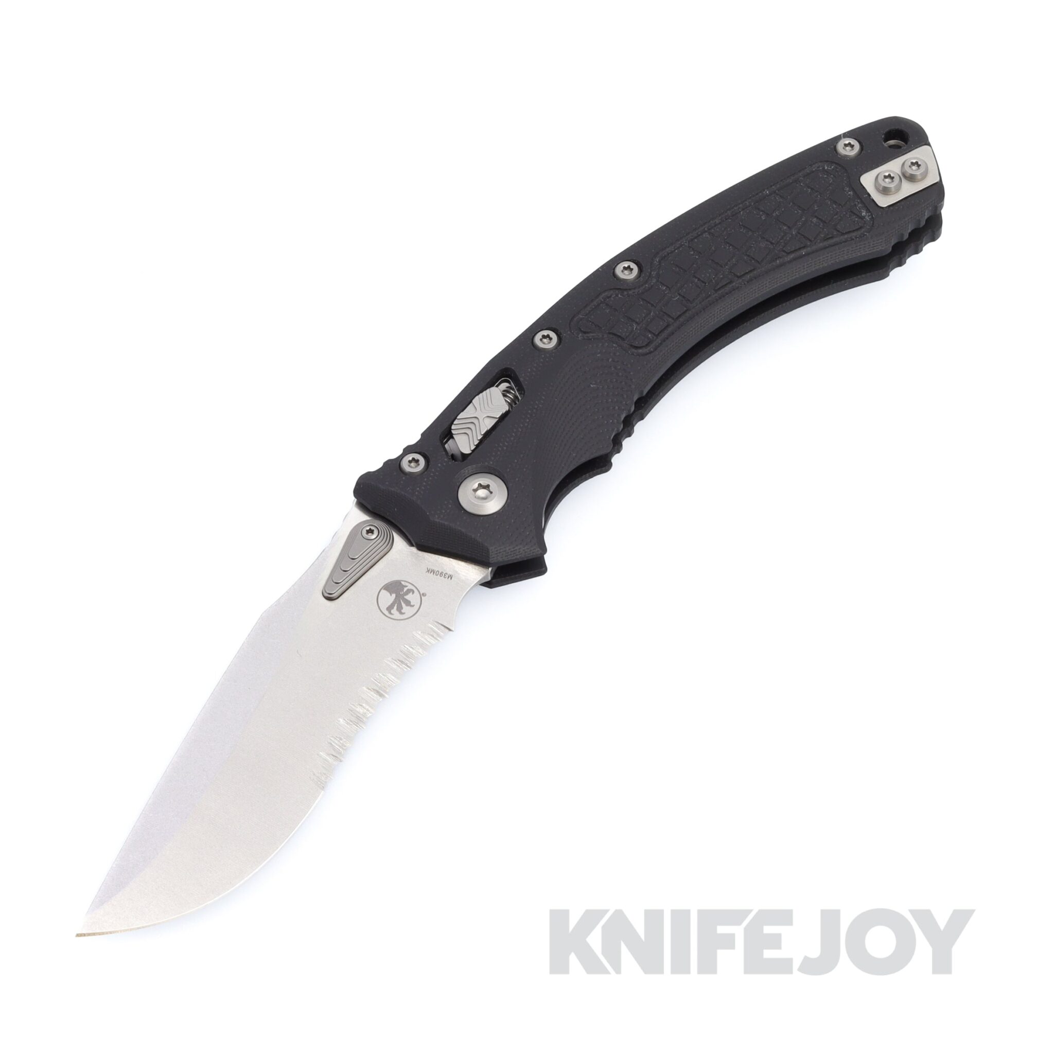 MICROTECH 137RL-11FRGTBK Amphibian RAM-LOK Folder Stonewash Partially Serrated Blade with Frag Black G10 Handles