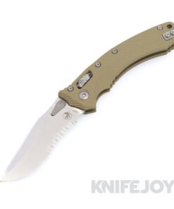 MICROTECH 137RL-11FLGTOD Amphibian RAM-LOK Folder Stonewash Partially Serrated Blade with Fluted OD Green G10 Handles