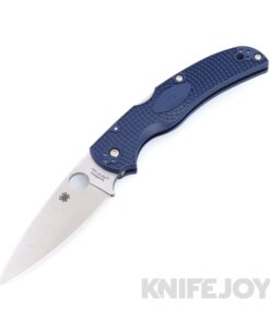Spyderco C244PDBL Native Chief Lightweight Lockback Knife Tumbled Plain Blade with Dark Blue FRN Handles
