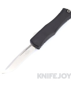 MICROTECH 1705-10 Hera II GEN III Recurve Auto OTF Single Edge Standard Stonewash Blade with Black Aluminum Handles