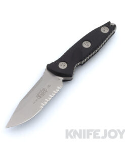 MICROTECH 113M-11 Fixed Blade SOCOM Alpha MINI Single Edge Stonewash Partially Serrated Blade with Black Aluminum Handles