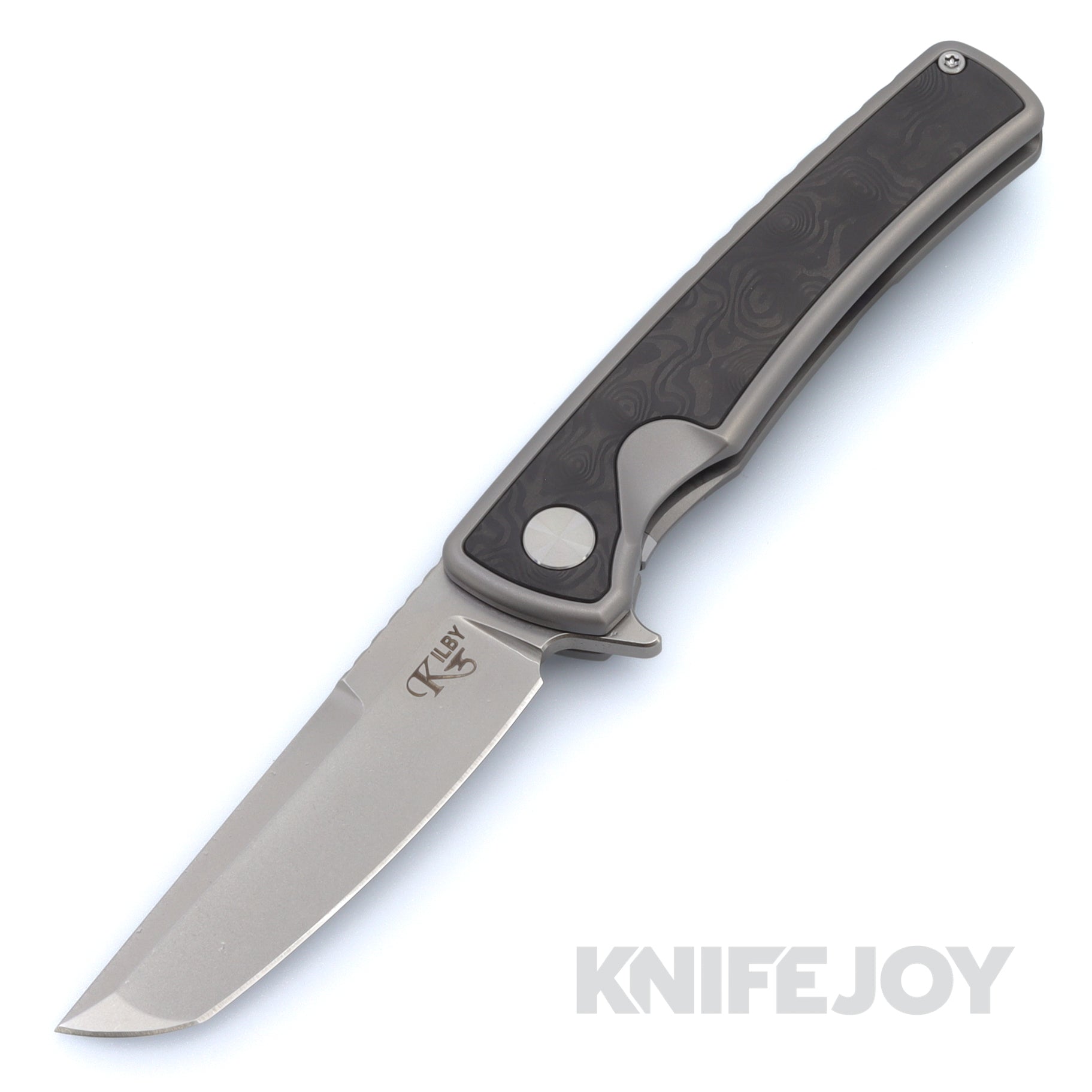 Mechforce Kilby Collab Shard Integral Folder with Stonewash M390 Blade and Glass-Blasted Ti Handle with Black Dune Fatcarbon Inserts