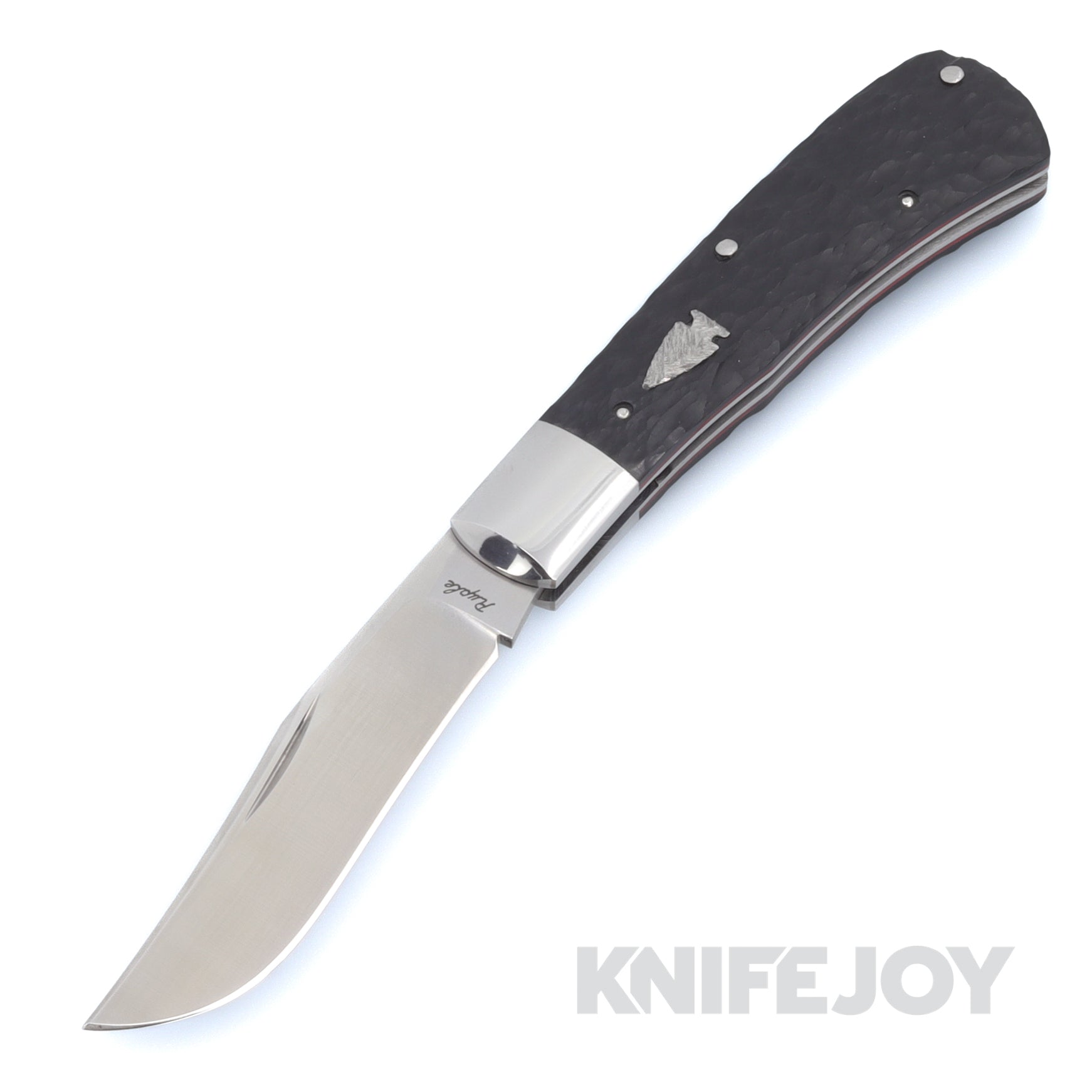 Bill Ruple Custom Knives SlipJoint Satin Blade with Jigged Black Micarta Handles