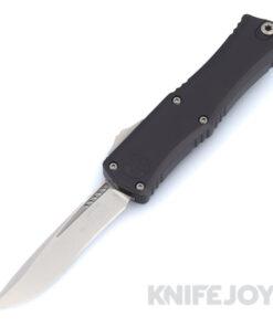 MICROTECH 1705M-10 Mini Hera II Auto OTF Recurve Stonewash Standard Blade with Black Aluminum Handles