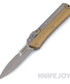 MICROTECH 184-10APTA Glykon Bayonet OTF Auto Apocalyptic Standard Blade with Tan Overlay Handles/ Nickel Boron Internals