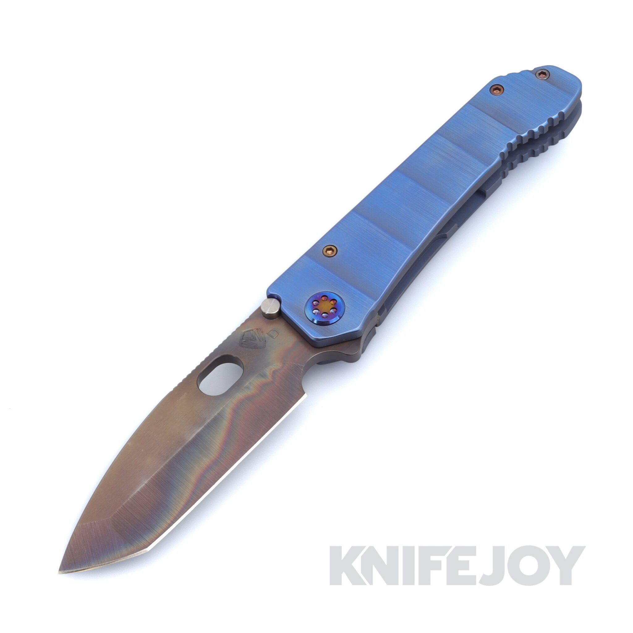 Medford Knives 187 DPT D2 Vulcan Tanto Blade with BB/Blue Armadillo Handles / Flamed Hardware / Blue Clip