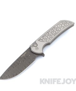 Pro-tech Knives 2024 Mordax Custom 003 Vegas Forge Sharktooth Damascus Blade with Stainless Steel 2-Tone Gridlock Handles / Pearl Button / Blue Clippp
