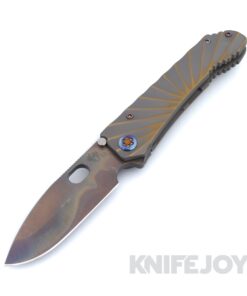 Medford Knives 187 DP D2 Vulcan Drop Point Blade with BB/Cement Gray Rising Sun Handles / Flamed Hardware / Bronze Clip