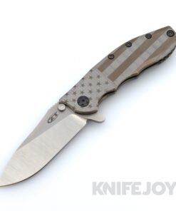 Zero Tolerance ZT 0562TI Rick Hinderer Design CPM-20CV Blade and Titanium Handles with Boatright Bladeworks Custom Bronze Engraved American Flag