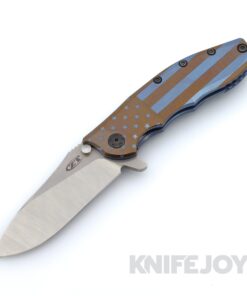 Zero Tolerance ZT 0562TI Rick Hinderer Design CPM-20CV Blade and Titanium Handles with Boatright Bladeworks Custom Blue/Bronze Engraved American Flag